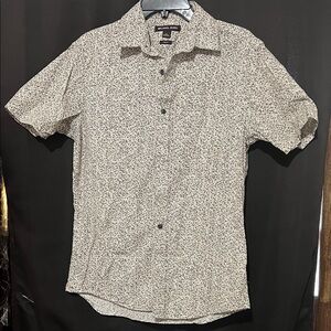 Michael Kors Black and Beige Patterned Button-Down Shirt